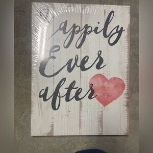 Happily Ever After Wall Art with Red Heart